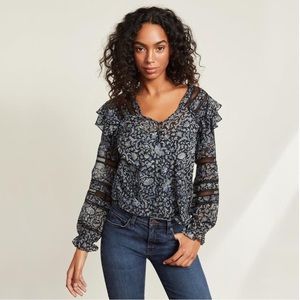 Veronica Beard Penny Vine Floral-print Silk-chiffon Blouse In Black Multi